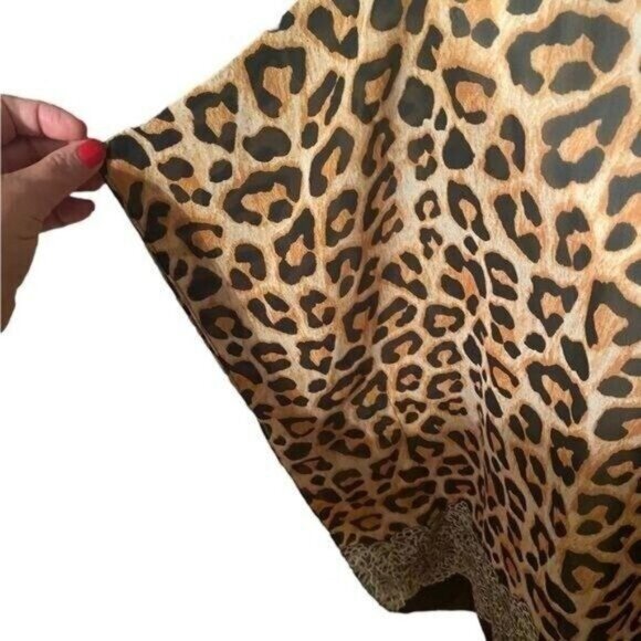 Gold Coast Womens Cheetah Coverup Size Large Wrap Kimono Poncho Bohemian Beachy - Picture 5 of 7
